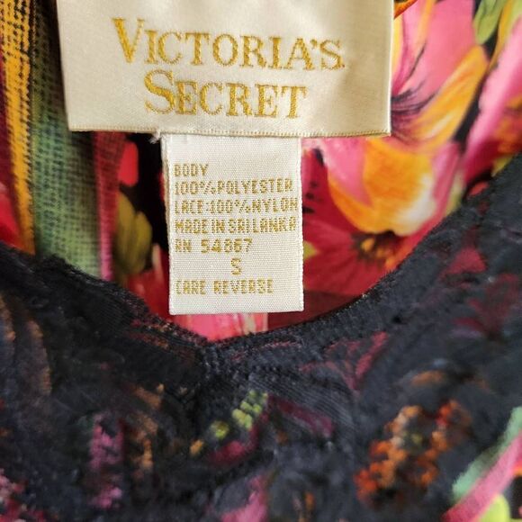 Victoria's Secret Vintage Gold Label Floral Satin Lace Pajama Lingerie Slip Size - Picture 3 of 5
